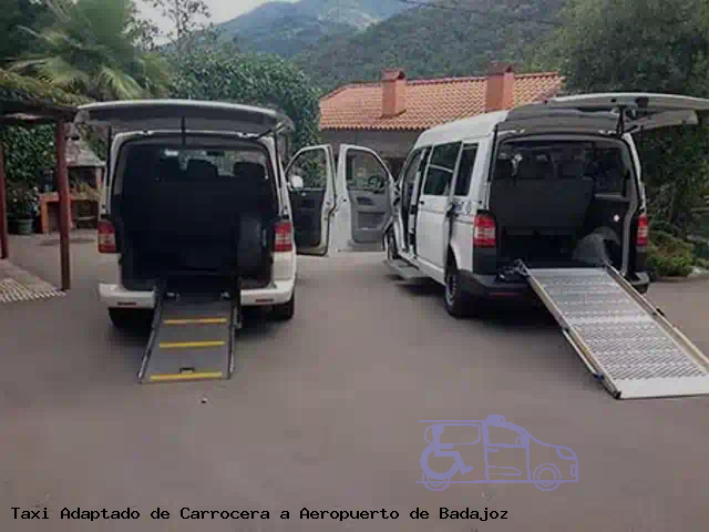Taxi accesible de Aeropuerto de Badajoz a Carrocera